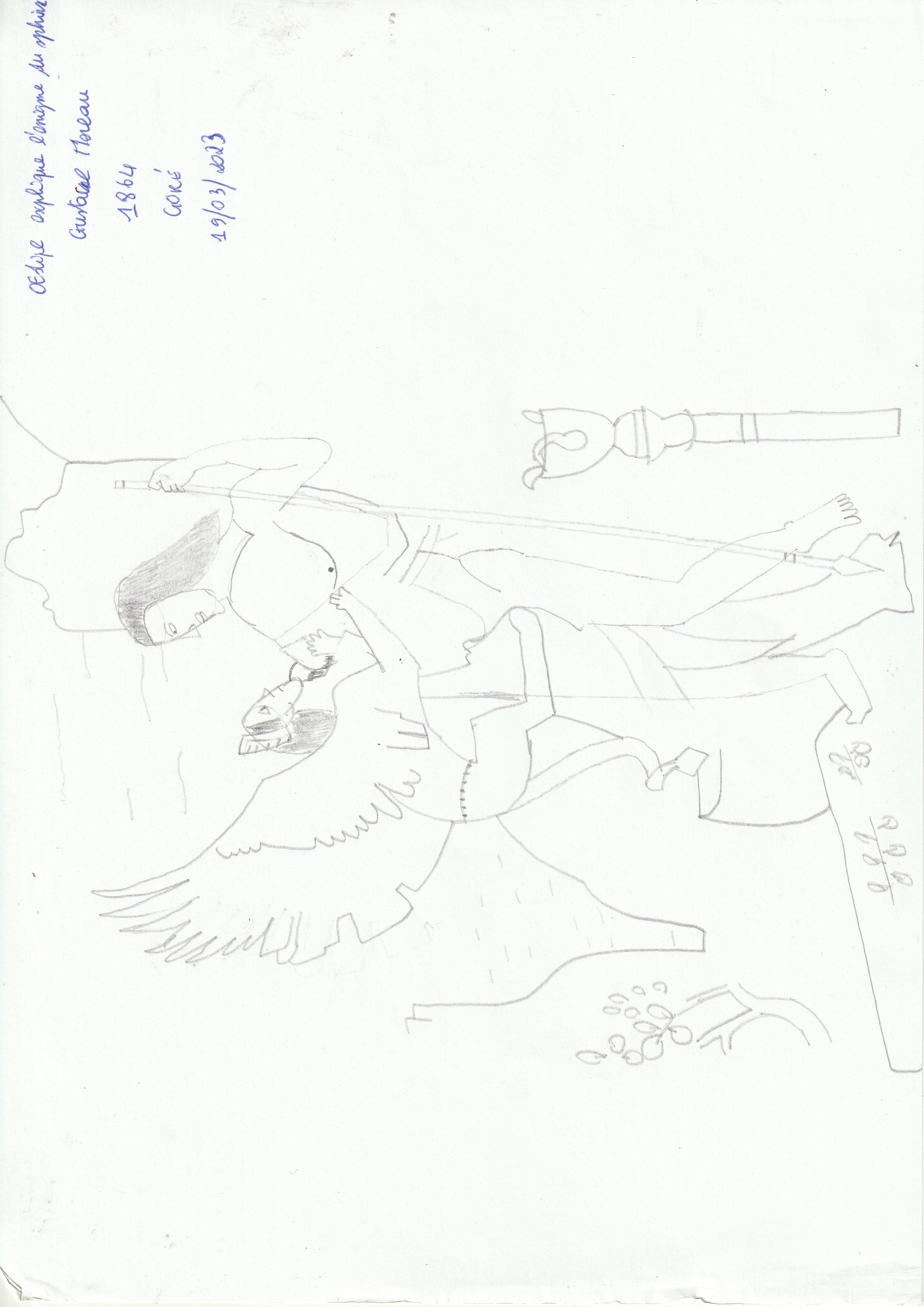 Œdipe explique l'énigme du Sphinx, dessin de GOLI Gore Gbaka